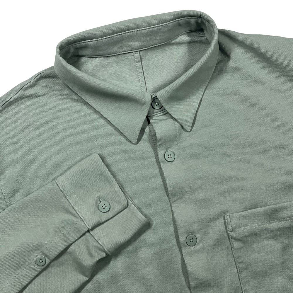 Lululemon Button Down Shirt Men Large Sage Green Long Sleeve Commuter Tech L